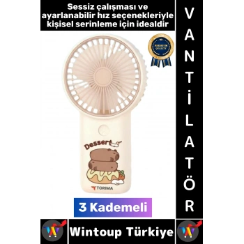 #Vantilatör Kompakt Sessiz Yoğun Üflemeli 3 Kademeli Şarjlı Şık Figürlü Mini Masa El Fanı Vantilatör