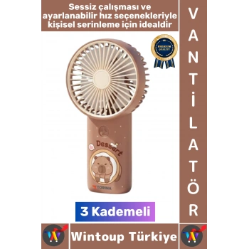 #Vantilatör Kompakt Sessiz Yoğun Üflemeli 3 Kademeli Şarjlı Şık Figürlü Mini Masa El Fanı Vantilatör