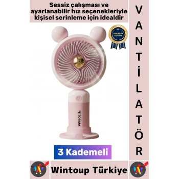 #Vantilatör Sessiz Yoğun Üflemeli 3 Kademeli Telefon Stantlı Şarjlı Şık Mini Masa El Fanı Vantilatör