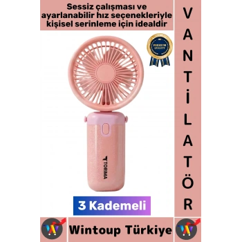 #Vantilatör Kompakt Sessiz Yoğun Üflemeli 3 Kademeli Ayarlanabilir Şarjlı Mini El Fanı Vantilatör