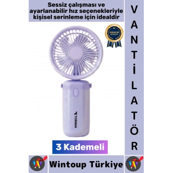 #Vantilatör Kompakt Sessiz Yoğun Üflemeli 3 Kademeli Ayarlanabilir Şarjlı Mini El Fanı Vantilatör