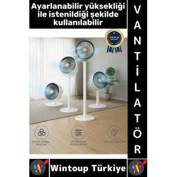 #Vantilatör Kompakt Sessiz Yoğun Üfleme Şarjlı Ayarlanabilir Yükseklik 5 Kademe Kablosuz Vantilatör