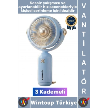 #Vantilatör Kompakt Sessiz Yoğun Üflemeli 3 Kademeli Şarjlı Hareketli Başlık Mini El Fanı Vantilatör