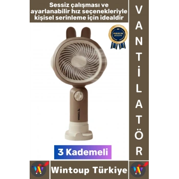 #Vantilatör Sessiz Yoğun Üflemeli 3 Kademeli Şarjlı Sevimli Şık Tavşan Kulak Mini El Fanı Vantilatör