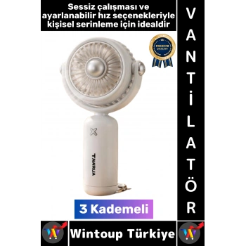 #Vantilatör Kompakt Sessiz Yoğun Üflemeli 3 Kademeli Şarjlı Hareketli Başlık Mini El Fanı Vantilatör