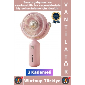 #Vantilatör Kompakt Sessiz Yoğun Üflemeli 3 Kademeli Şarjlı Hareketli Başlık Mini El Fanı Vantilatör
