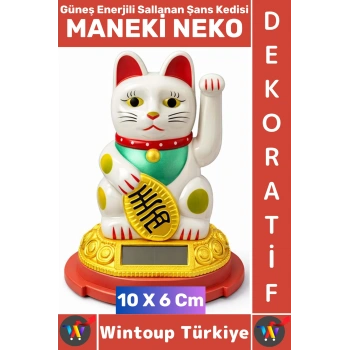 #Hediye Dekoratif Ev Ofis Zenginlik Aşk Sağlık İnancı Güneş Enerjili Sallanan Şans Kedisi 10 X 6 Cm