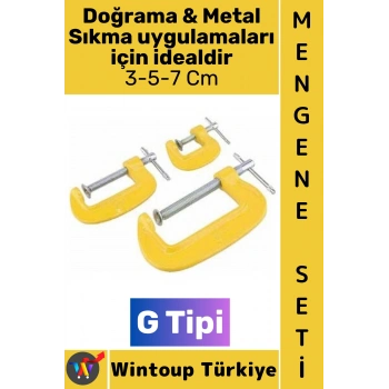 #Mengene Dayanıklı Çelik Karbon Kaynak Montaj Ahşap Doğrama Metal Sıkma 3-5-7 Cm G Tipi Mengene Seti 3 Parça
