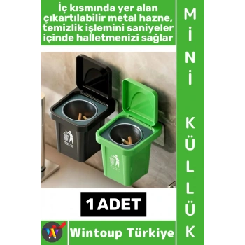 #Küllük Kendinden Yapışkanlı Küllük Dayanıklı Plastik Dekoratif Ev Ofis Kamp Teras Balkon Çıkarılabilir Hazneli Çöp Kovası Tasarımlı Mini Duvar Küllüğü