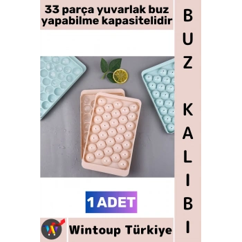 #BuzKalıbı Soğuk Kahve İçecek Detoks Kokteyl 33 Adet Kapasiteli Pratik Yuvarlak Buz Yapma Kalıbı 17 X 10 Cm