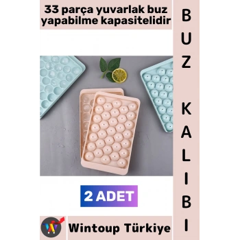 #BuzKalıbı Soğuk Kahve İçecek Detoks Kokteyl 33 Adet Kapasiteli Pratik Yuvarlak Buz Yapma Kalıbı 17 X 10 Cm 2 Adet