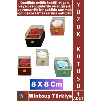 #TakıKutusu Evli Çift Sevgililer Günü Yıldönümü Evlilik Nişan Teklif Romantik Kare Gül Yüzük Kutusu