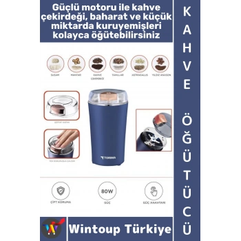 #KahveÖğütücü Kompakt Küçük Kuruyemiş Karabiber Aşırı Isınma Korumalı Paslanmaz Çelik Şık Güçlü Motor Değirmen Kahve Baharat Öğütücü
