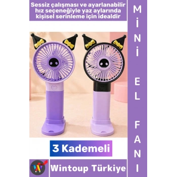 #Vantilatör Seyahat Tipi Kompakt Taşınabilir Hafif Sessiz Çalışma Ev Ofis Yaz Serinleme Şık Sevimli Anime Figürlü 3 Kademeli Şarjlı Mini El Fanı Vantilatör