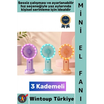#Vantilatör Seyahat Tipi Kompakt Taşınabilir Hafif Sessiz Çalışma Ev Ofis Yaz Serinleme Sevimli Şık Renkli 3 Kademeli Şarjlı Işıklı Mini El Fanı Vantilatör