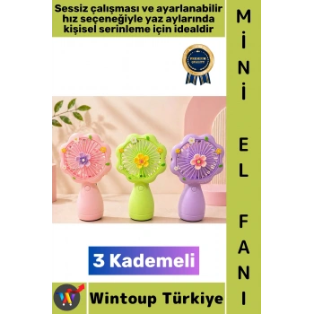 #Vantilatör Kompakt Taşınabilir Hafif Sessiz Çalışma Ev Ofis Seyahat Yaz Serinleme Sevimli Şık Renkli Çiçek Süslemeli 3 Kademeli Şarjlı Mini El Fanı Vantilatör