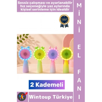 #Vantilatör Kompakt Taşınabilir Hafif Sessiz Çalışma Ev Ofis Seyahat Yaz Serinleme Sevimli Şık Renkli Işıklı 2 Kademeli Şarjlı Mini El Fanı Vantilatör