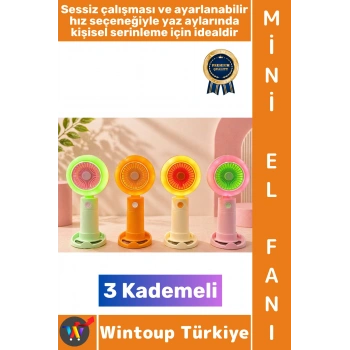 #Vantilatör Kompakt Taşınabilir Hafif Sessiz Çalışma Ev Ofis Seyahat Yaz Serinleme Sevimli Şık Renkli 3 Kademeli Işıklı Şarjlı Mini El Fanı Vantilatör