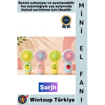 #Vantilatör Kompakt Taşınabilir Hafif Sessiz Çalışma Ev Ofis Seyahat Yaz Serinleme Sevimli Şık Meyve Detaylı Şarjlı Mini El Fanı Vantilatör