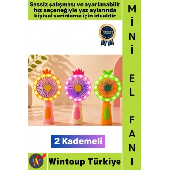 #Vantilatör Kompakt Taşınabilir Hafif Sessiz Çalışma Ev Ofis Seyahat Yaz Serinleme Sevimli Şık Tasarım Renkli Işıklı Şarjlı 2 Kademeli Mini El Fanı Vantilatör