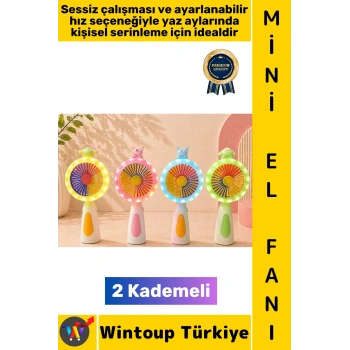 #Vantilatör Kompakt Hafif Sessiz Çalışma Ev Ofis Seyahat Serinleme Sevimli Şık Tasarım Renkli Işıklı Şarjlı 2 Kademeli Mini El Fanı Vantilatör