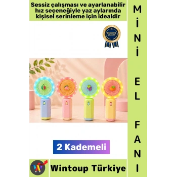 #Vantilatör Kompakt Hafif Sessiz Çalışma Ev Ofis Seyahat Serinleme Çok Şık Sevimli Tasarım Renkli Işıklı Şarjlı 2 Kademeli Mini El Fanı Vantilatör