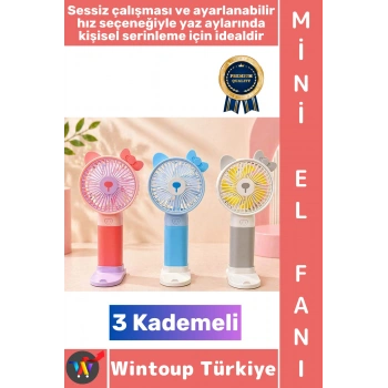 #Vantilatör Seyahat Tipi Kompakt Taşınabilir Hafif Sessiz Çalışma Ev Ofis Yaz Serinleme Şık Sevimli Model 3 Kademeli Şarjlı Mini El Fanı Vantilatör