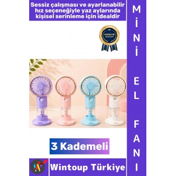 #Vantilatör Seyahat Tipi Kompakt Taşınabilir Hafif Sessiz Çalışma Ev Ofis Yaz Serinleme Şık Su Hazneli Buharlı 3 Kademeli Şarjlı Mini El Fanı Vantilatör