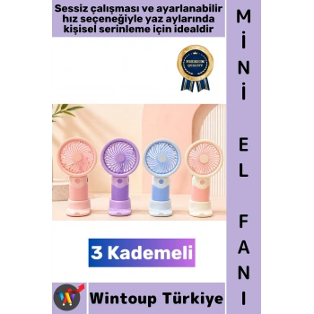 #Vantilatör Mini Çanta Boy Gündelik Seyahat Tipi Kompakt Taşınabilir Hafif Sessiz Çalışma Ev Ofis Yaz Serinleme Şık 3 Kademeli Şarjlı El Fanı Vantilatör