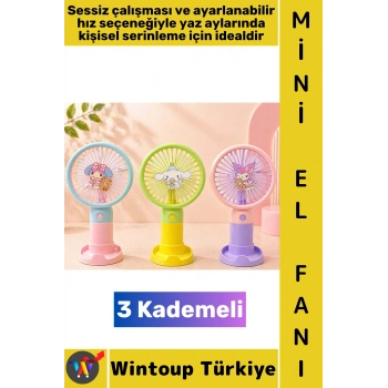 #Vantilatör Mini Çanta Boy Gündelik Seyahat Tipi Kompakt Taşınabilir Hafif Sessiz Çalışma Ev Ofis Yaz Serinleme Çok Şık Anime Figürlü Tasarım 3 Kademeli Şarjlı El Fanı Vantilatör