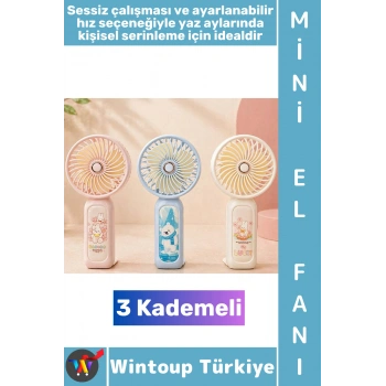 #Vantilatör Kompakt Mini Çanta Boy Gündelik Seyahat Tipi Taşınabilir Hafif Sessiz Çalışma Ev Ofis Yaz Serinleme Şık Sevimli Figürlü Tasarım 3 Kademeli Şarjlı El Fanı Vantilatör