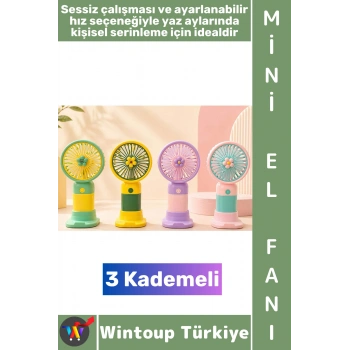 #Vantilatör Gündelik Çanta Boy Seyahat Tipi Kompakt Taşınabilir Hafif Sessiz Çalışma Ev Ofis Yaz Serinleme Şık Renkli 3 Kademeli Şarjlı Mini El Fanı Vantilatör