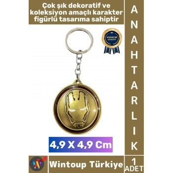 #Hediye Hediyelik Dekoratif Aksesuar Figür Koleksiyon Kırılma Çizilmeye Dayanıklı Karakter Figürlü Çok Şık Marvel Iron Man Anahtarlık 4,9 X 4,9 Cm