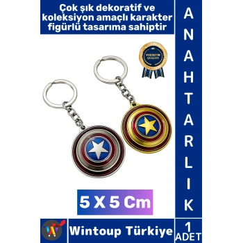 #Hediye Hediyelik Dekoratif Aksesuar Figür Koleksiyon Kırılma Çizilmeye Dayanıklı Karakter Figürlü Çok Şık Marvel Captan America Anahtarlık 5 X 5 Cm
