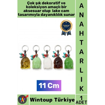 #Hediye Dekoratif Hediyelik Koleksiyon Kırılma Çizilmeye Dayanıklı Lake Cam Uyanış Aydınlanma Sembolü Tarihsel Çok Şık Buda Büstü Anahtarlık 11 Cm