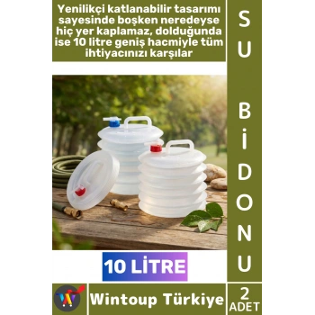 #Kamp Özel Tasarım Dayanıklı Sızdırmaz Kompakt Outdoor Piknik Kamp Karavan Dağcılık Araç Bagajı Bahçe Su Kesintisi Akordiyon Katlanabilir Musluklu Pratik Su Bidonu 10 Litre 2 Adet