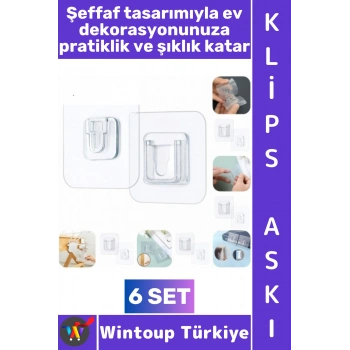 #Askı Kendinden Yapışkanlı Ev Dekorasyon Mutfak Banyo Resim Saksı Soket Kablo Düzenleyici Estetik Şık Şeffaf Pratik Çok Amaçlı Geçmeli Klips Eşya Sabitleme Askısı Seti