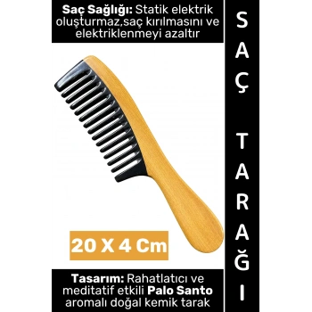 #Tarak Kompakt Mini Çanta Boy Saç Tarağı Kırılma Elektriklenme Azaltan Rahatlatıcı Meditatif Etkili Palo Santo Aromalı Estetik Çok Şık Doğal Kemik Tarak 20 X 4 Cm