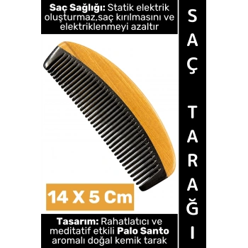 #Tarak Kompakt Çanta Boy Saç Tarağı Kırılma Elektriklenme Azaltan Rahatlatıcı Meditatif Etkili Palo Santo Aromalı Estetik Doğal Kemik Tarak 14 X 5 Cm