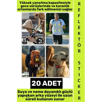 #Relfektör Kendinden Yapışkanlı Suya Toza Dayanıklı Motosiklet Bisiklet Kask Araç Tamponu Bebek Arabası Çanta Bariyer Petek Dokulu Yüksek Yansıtmalı Altıgen Reflektör Bant Seti 20 Adet