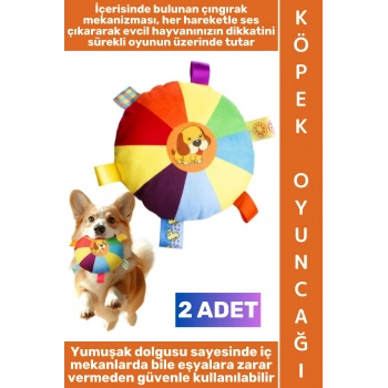 #Oyuncak Evcil Hayvan Oyuncak İlgi Çekici Renkli Sesli Yakala-Getir Isırma Çekiştirme Çıngıraklı Yumuşak Peluş Frizbi Köpek Oyuncağı 2 Adet