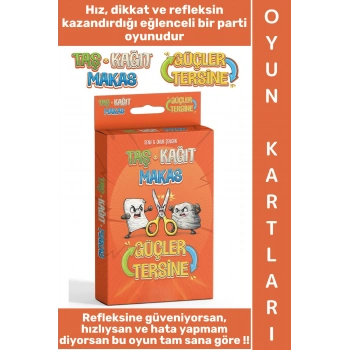 #Oyun Eğlenceli Ev Okul Arkadaş Aile Ortamı Parti Yılbaşı Refleks Hız Dikkat Gelişimi Kart Oyunu Taş Kağıt Makas-Güçler Tersine