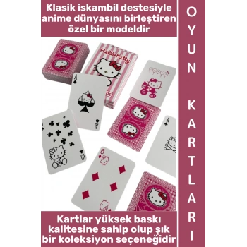 #Oyun Premium Kalite Kolay Yıpranmaz Suya Yırtılmaya Dayanıklı Koleksiyon Anime Karakter Figür Nostaljik Hello Kitty Kağıt Oyunu İskambil Kartları