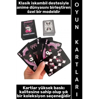 #Oyun Premium Kalite Kolay Yıpranmaz Suya Yırtılmaya Dayanıklı Koleksiyon Anime Karakter Figür Nostaljik Kuromi Kağıt Oyunu İskambil Kartları