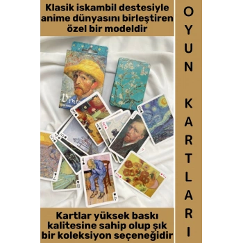 #Oyun Premium Kalite Kolay Yıpranmaz Suya Yırtılmaya Dayanıklı Koleksiyon Anime Karakter Figür Nostaljik Vincent Van Gogh Kağıt Oyunu İskambil Kartları