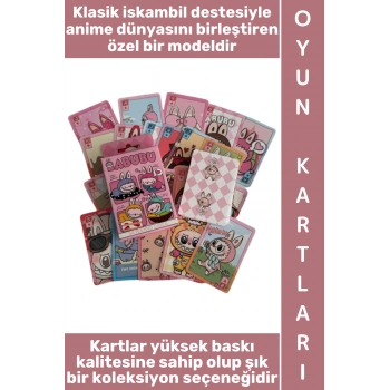 #Oyun Premium Kalite Kolay Yıpranmaz Suya Yırtılmaya Dayanıklı Koleksiyon Anime Karakter Figür Nostaljik Labubu Kağıt Oyunu İskambil Kartları