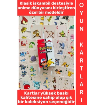 #Oyun Premium Kalite Kolay Yıpranmaz Suya Yırtılmaya Dayanıklı Koleksiyon Anime Karakter Figür Nostaljik Pokemon Kağıt Oyunu İskambil Kartları