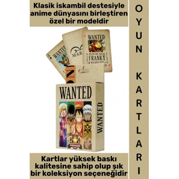 #Oyun Premium Kalite Kolay Yıpranmaz Suya Yırtılmaya Dayanıklı Koleksiyon Nostaljik One Piece Wanted Kağıt Oyunu İskambil Kartları