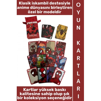 #Oyun Premium Kalite Kolay Yıpranmaz Suya Yırtılmaya Dayanıklı Koleksiyon Anime Karakter Figür Nostaljik Örümcek Adam Kağıt Oyunu İskambil Kartları