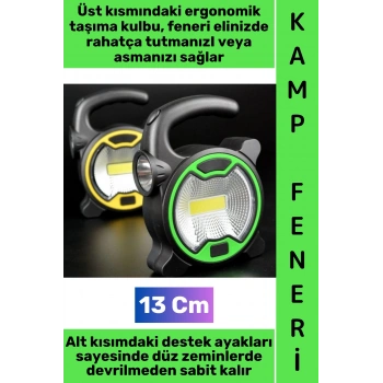 #Kamp Premium Piknik Outdoor Dağcılık Elektrik Kesintisi Acil Durum Yüksek Parlaklıklı COB LED Panel Taşıma Kulplu Denge Ayaklı Taşınabilir Pilli Mini Kamp El Feneri Işıldak